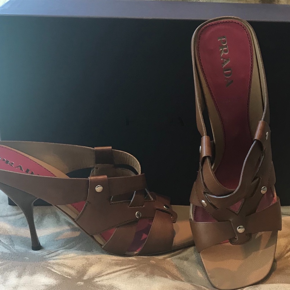 🤎Prada Calzature Donna AntiqueDeco Mule Sandals🤎
